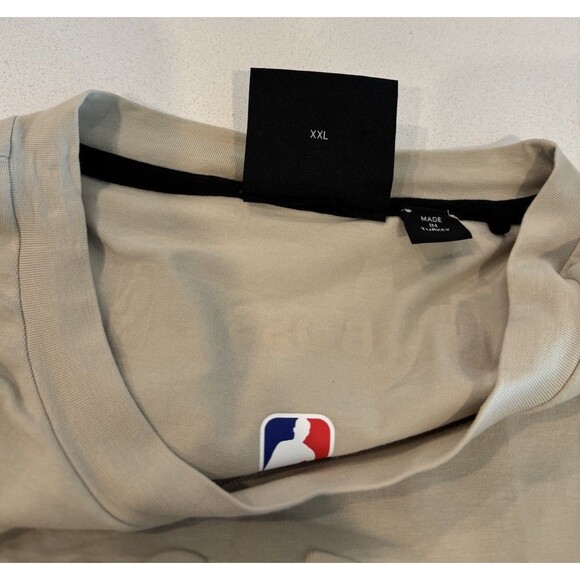 BOSS x NBA Embossed T-Shirt Size 2XL Mens Beige Short Sleeve Soft - Picture 7 of 9